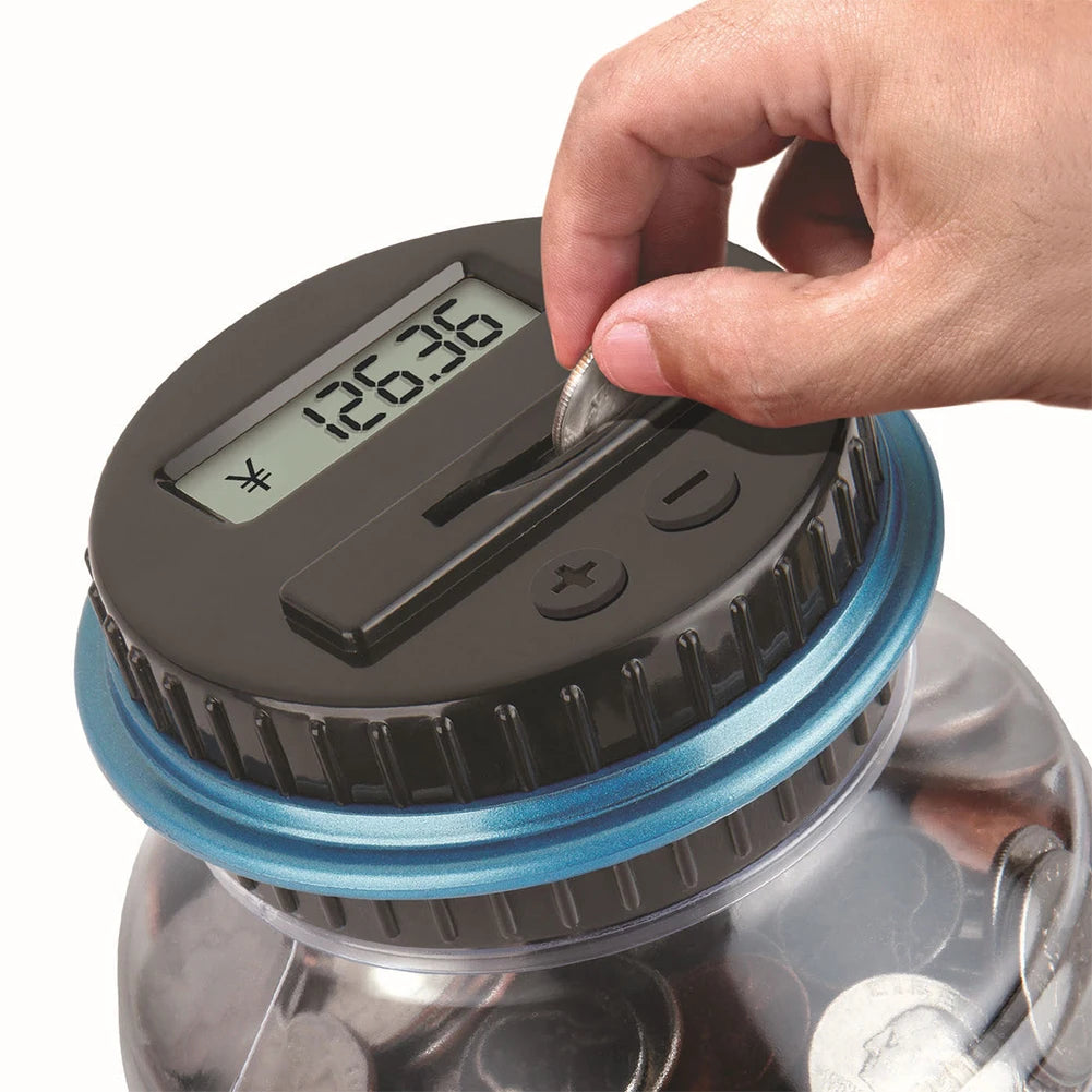 Digital LCD coin counter piggy bank for multi-currency savings
