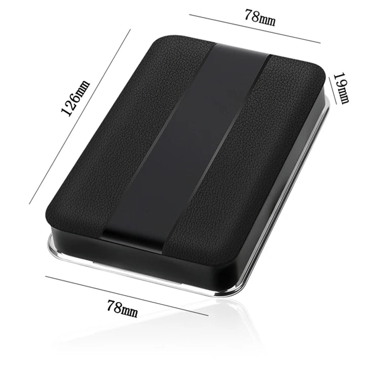 Black digital weighing scale case with dimensions labeled on a white background