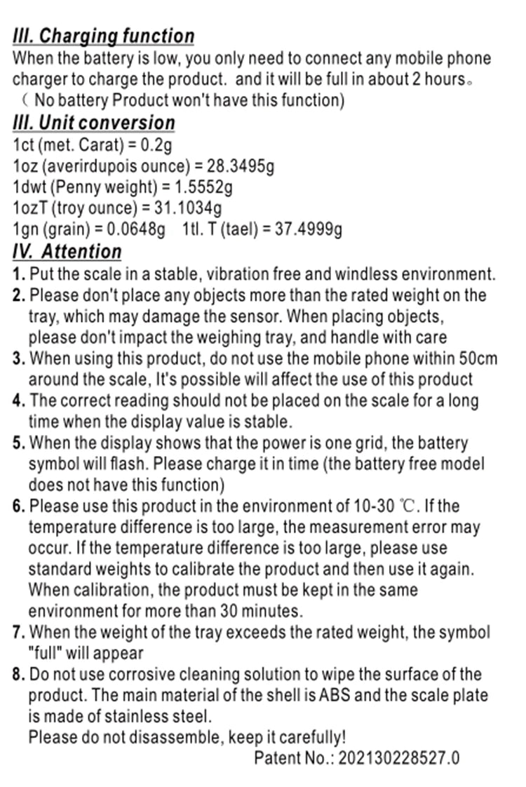 CD-123 Digital Scale User Manual with specifications and operating instructions.