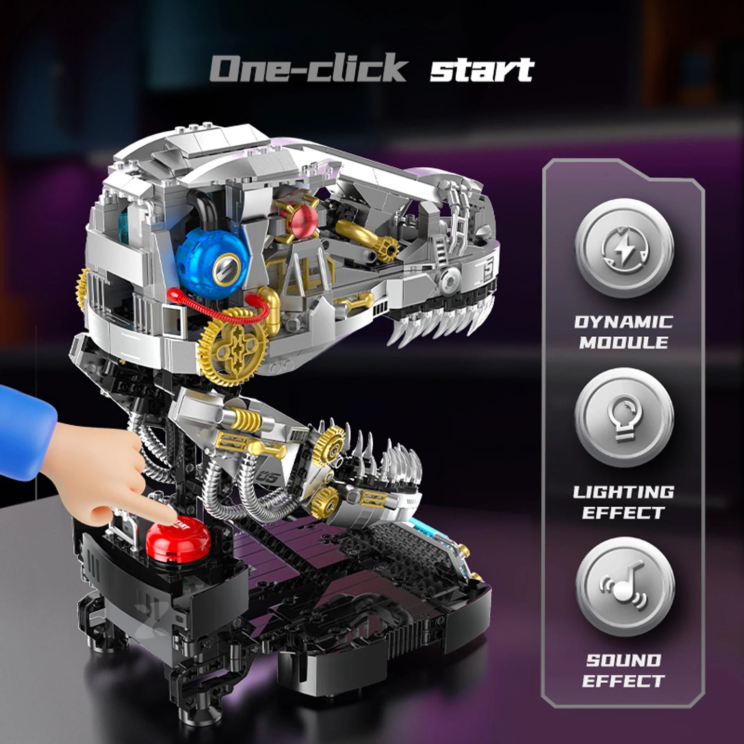 T-Rex Skull Building Brick STEM Blocks Builder's Puzzle | 916 Piece Block Toy