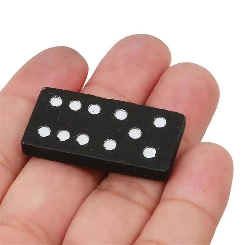 Big-6 Bones Domino Full (28) Set | Black Tile Wooden Dominoes