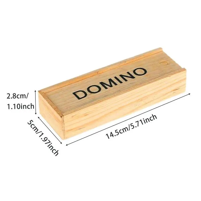 Wooden domino block with dimensions labeled on a white background