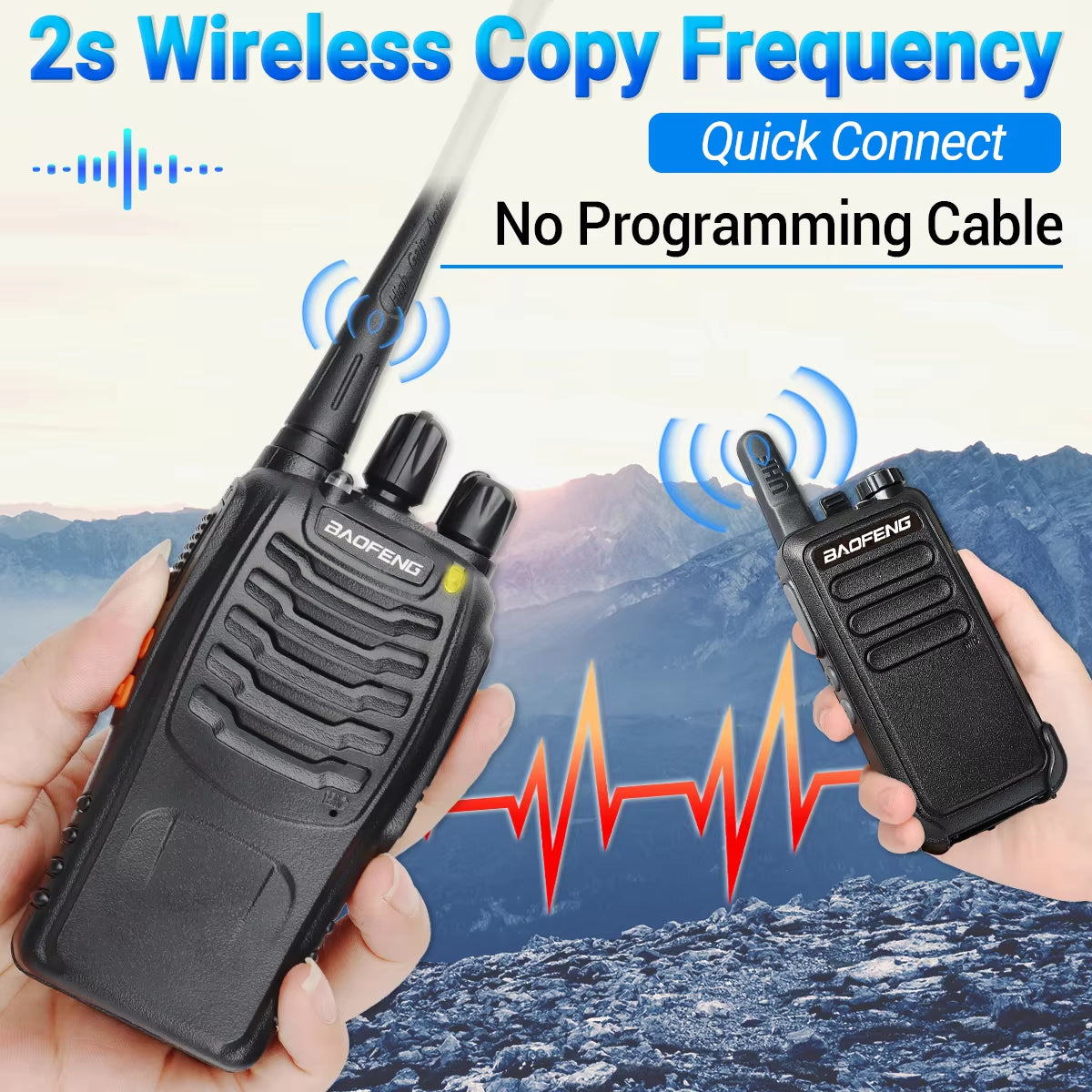 Pro Two-Way Radio Walkie Talkie: Long Range BF-888S Wireless Hunting