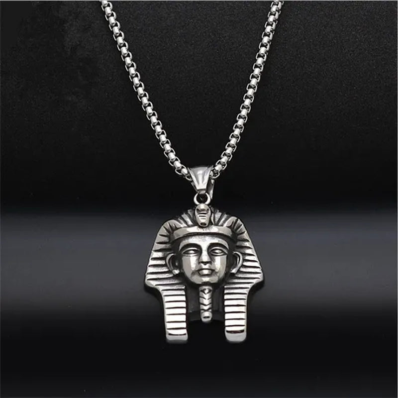 Titanium Steel Egyptian "Pharaoh Tutankhamun" (23.62") Piece and Chain silver/gold colored *Hot Deal* 