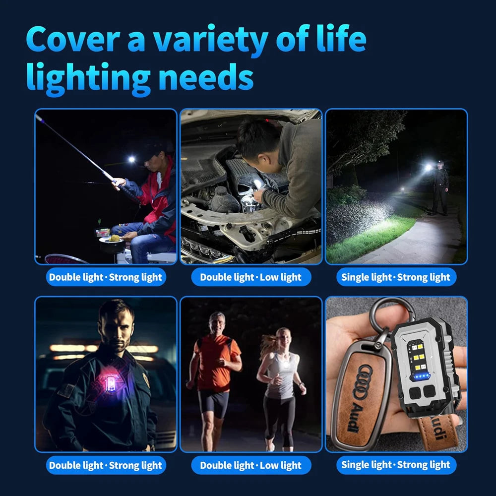 Ultra-bright COB LED keychain flashlight with magnetic base