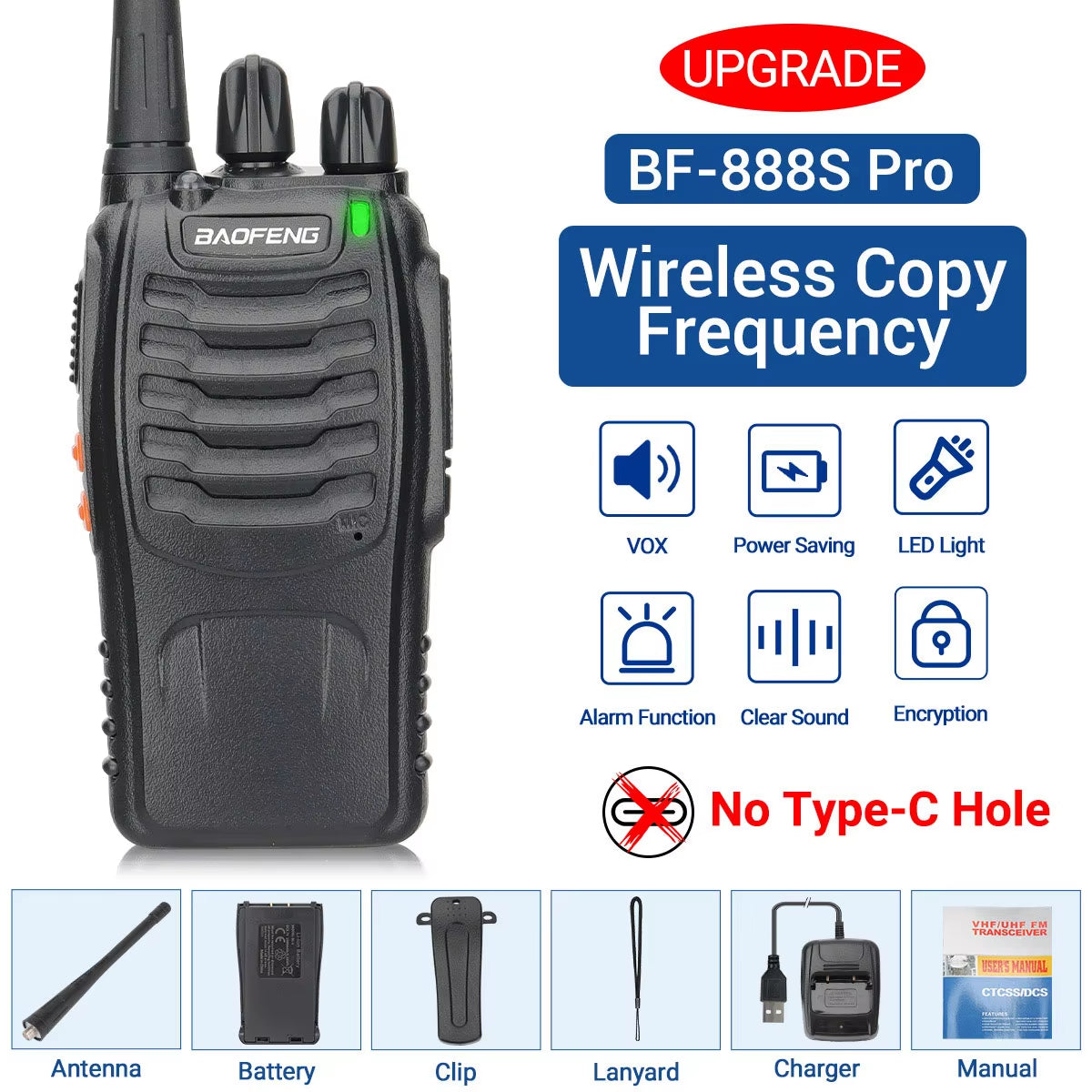 Pro Two-Way Radio Walkie Talkie: Long Range BF-888S Wireless Hunting