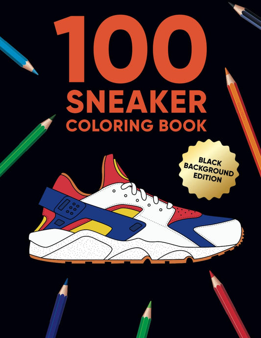 100 Sneaker Coloring Book Black Background Edition