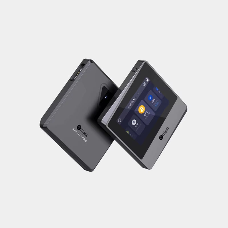 Ellipal Titan Mini Cold Wallet featuring a 100% air-gapped touchscreen interface for secure crypto storage.