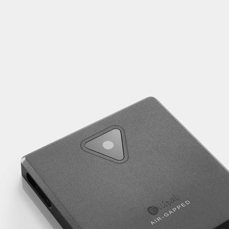 Back view of the durable, compact Ellipal Titan Mini hardware wallet, designed for portable and hack-proof asset management.