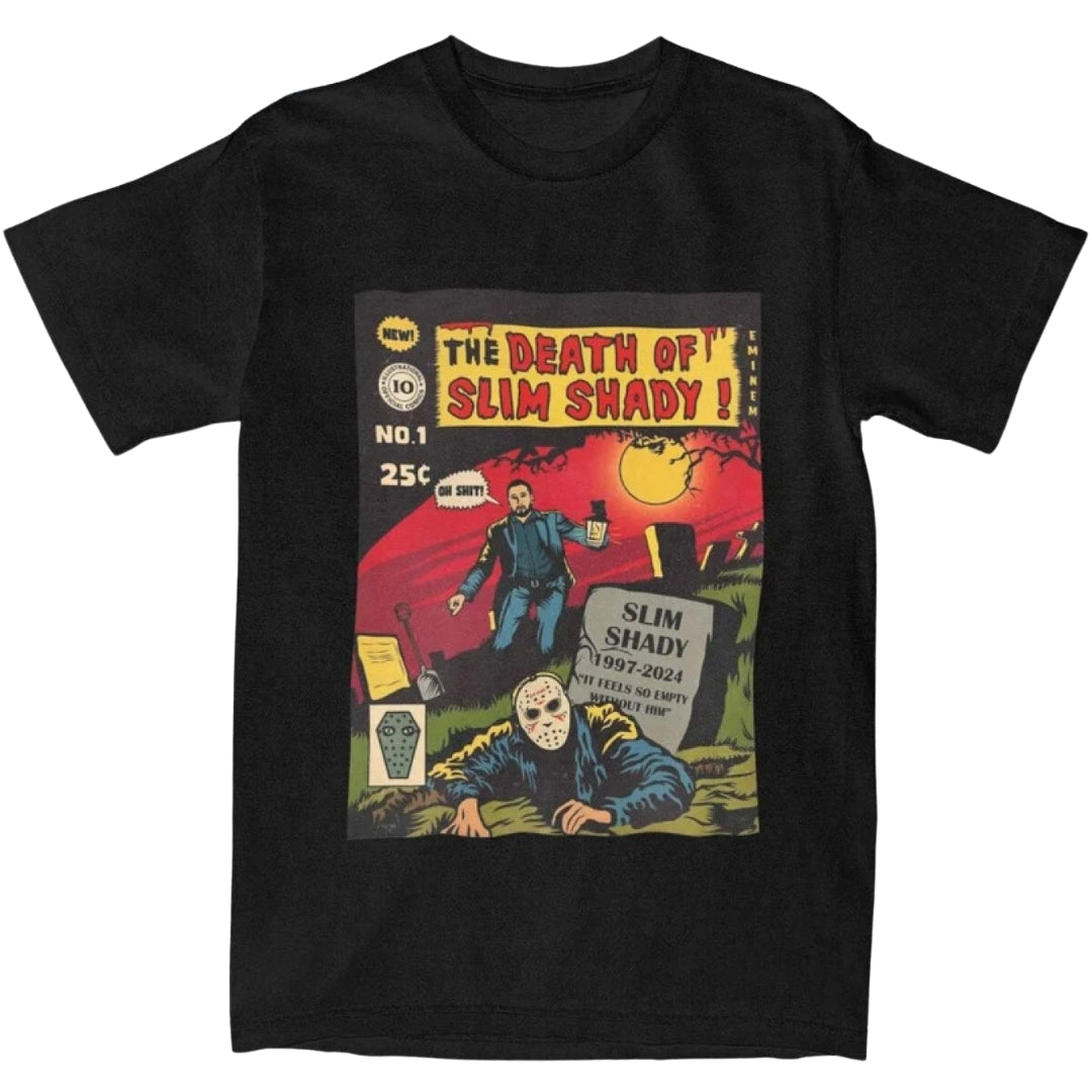 Eminem Death of Slim Shady t-shirt with retro horror comic art style