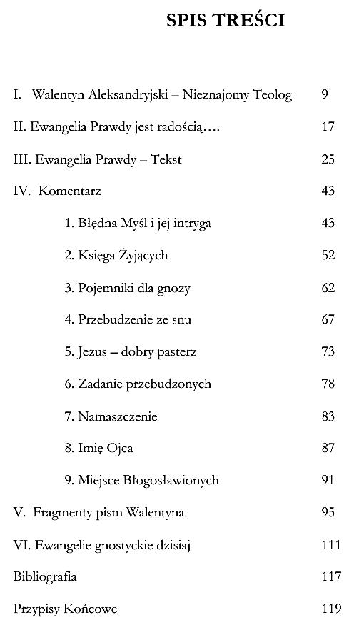 Chapters page of book 'Ewangelia Prawdy' by Paul Kieniewicz