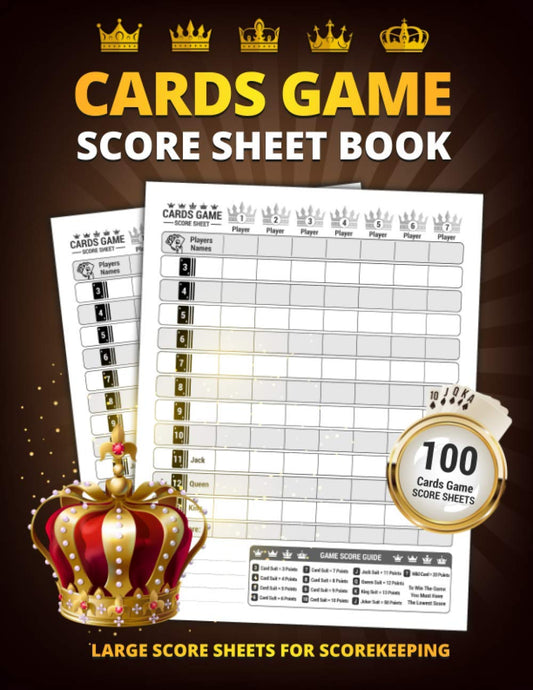 Cards Game Score Sheet Book: 100 Large Score Sheet Pages for Scorekeeping | Personal Score Sheets for Cards Games Scorekeeping