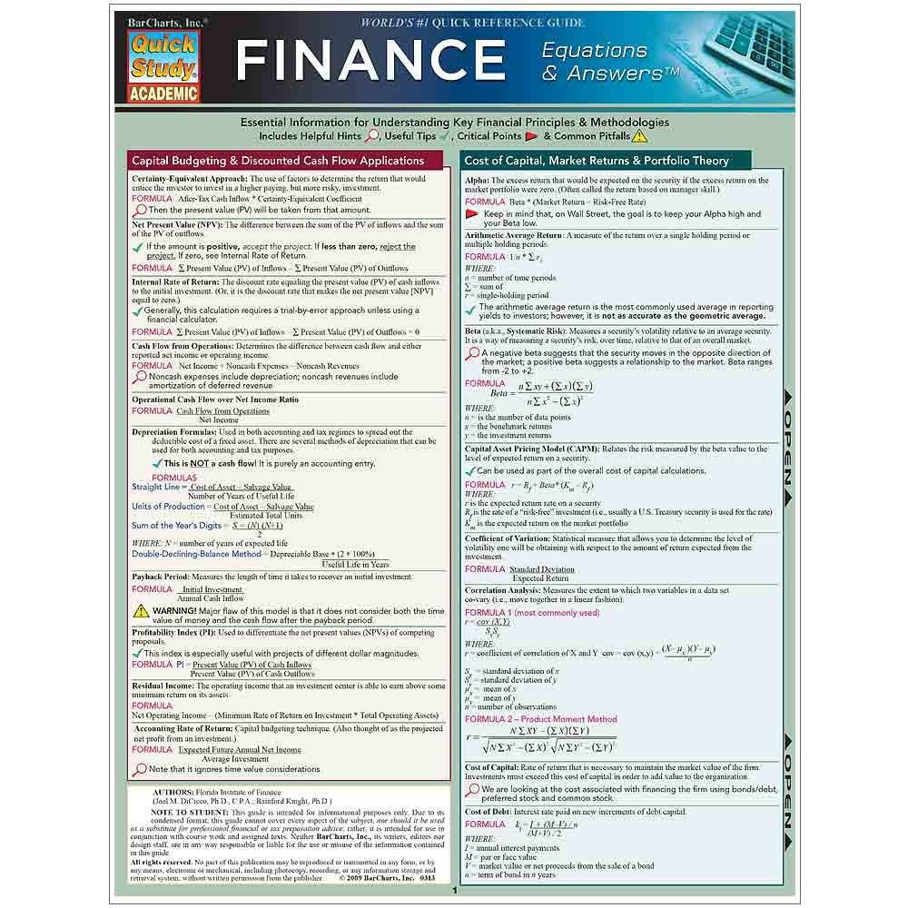 Finance Equations & Answers (Other)