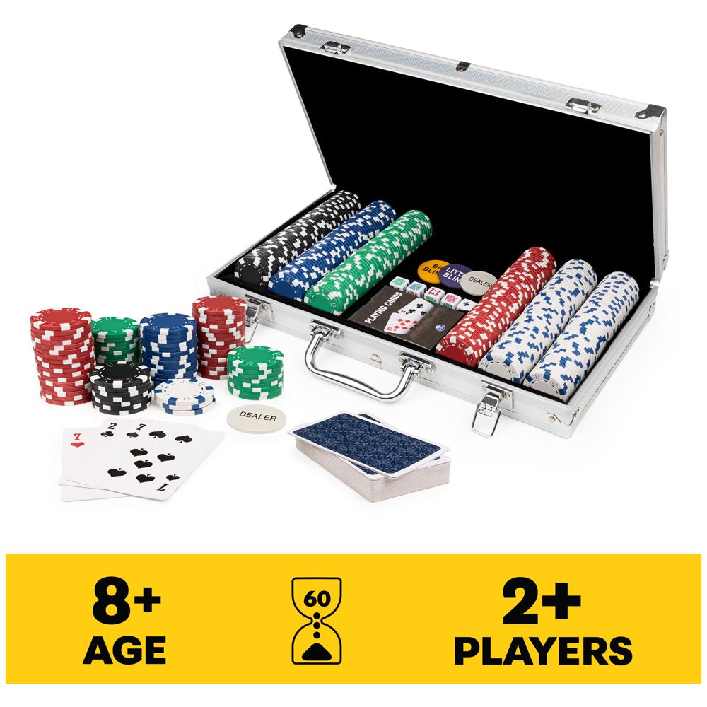 300-Piece Poker Set with Aluminum Carrying Case & Professional Weight Chips plus 5 Poker Dice