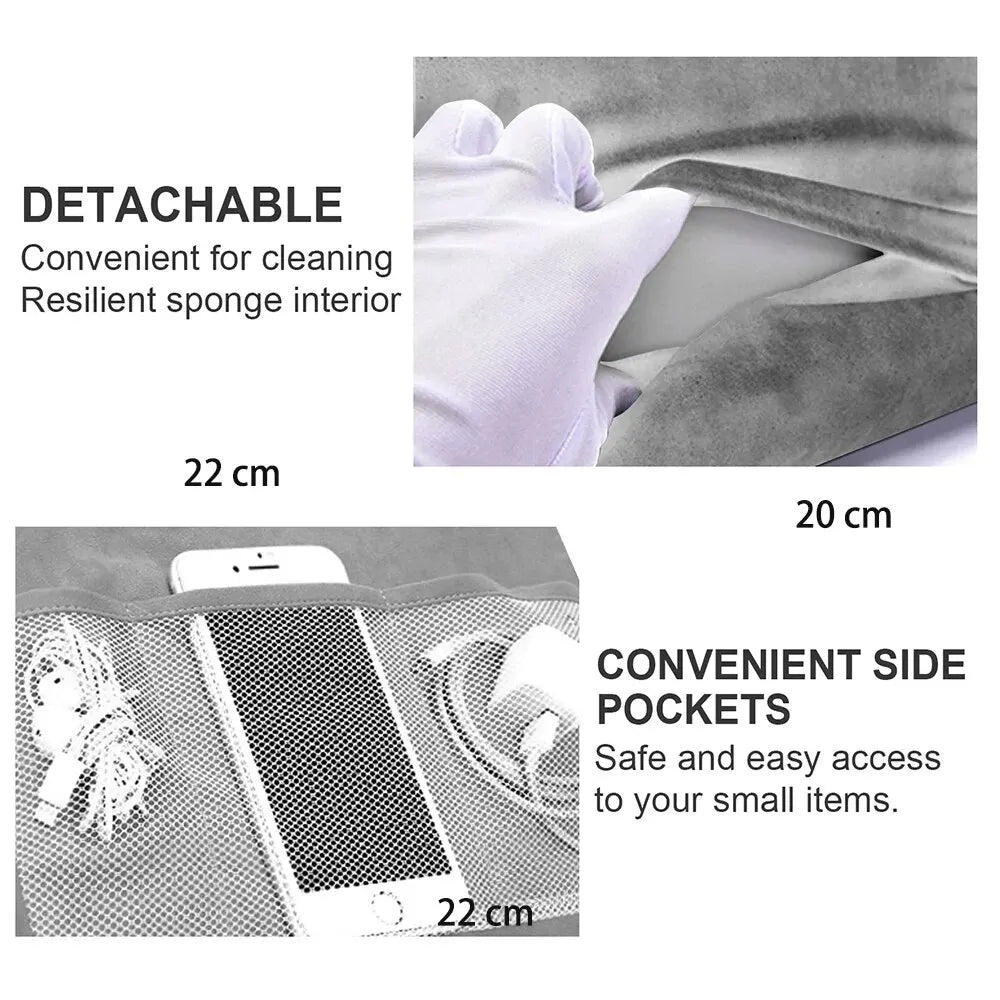 Visual examples of the 'Pad Prop Pillow Tablet Stand | Soft Sponge Wedge for Reading, Streaming & Gaming" pocket sleeves for additional devices.