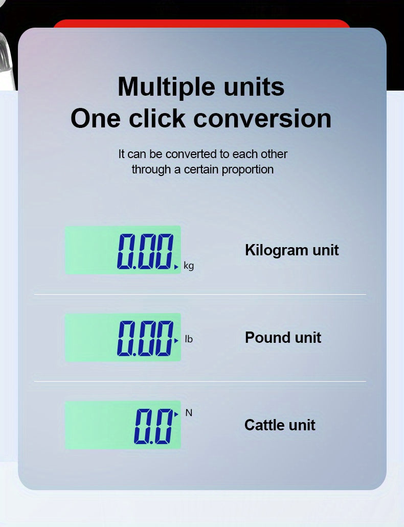 Digital display with conversion units for kilograms, pounds, and cattle weight.