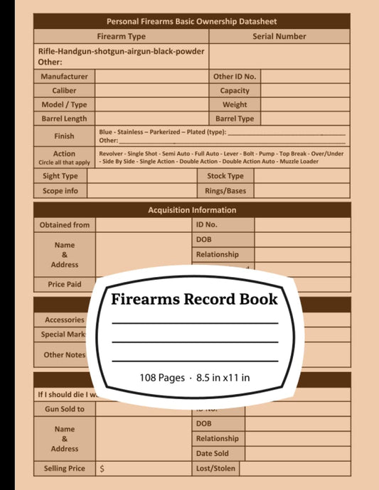 Firearms Record Book (Gun Inventory, Maintenance & Transfers)