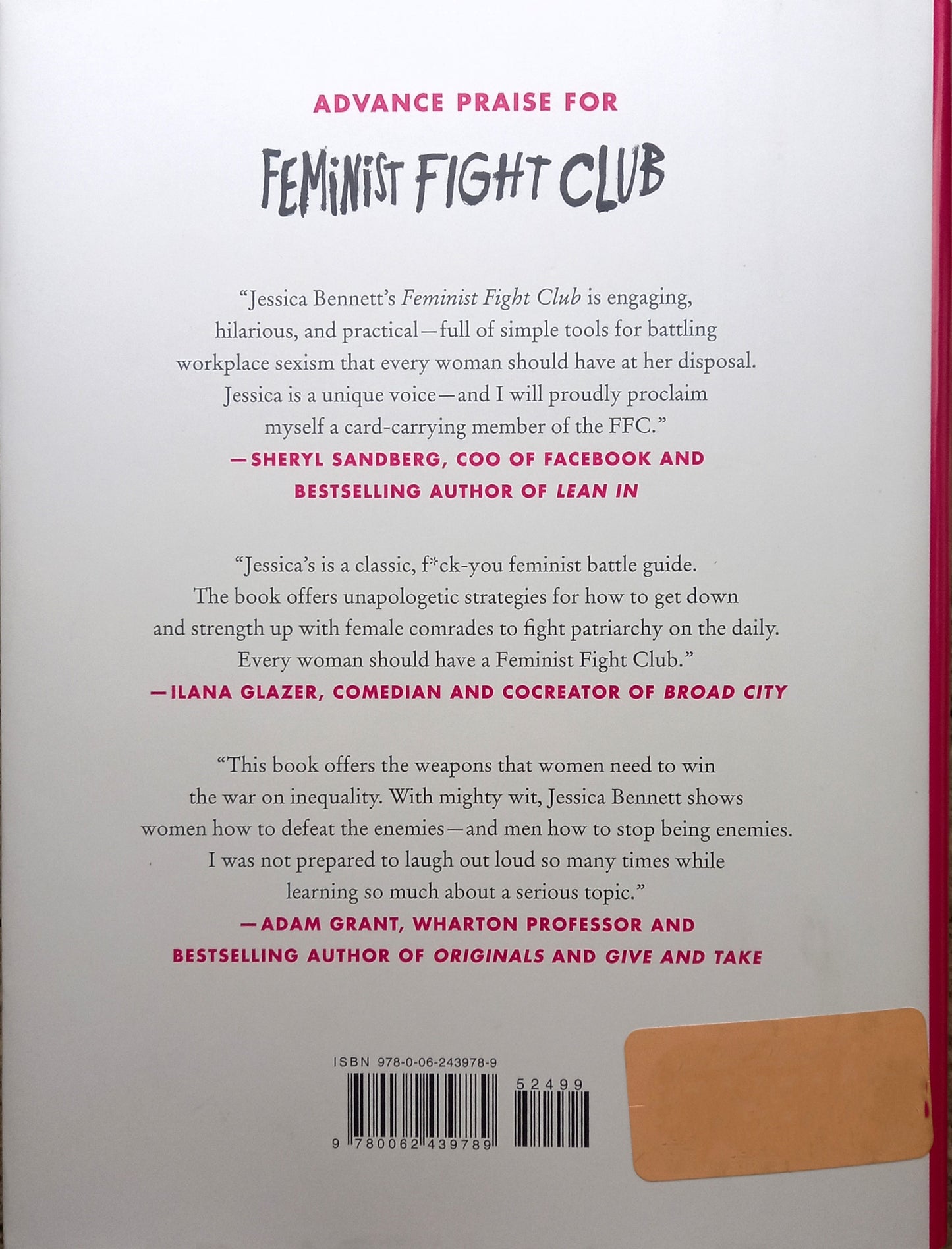 Back cover of book 'Feminist Fight Club: A Survival Manual (for a Sexist Workplace)' by Jessica Bennett.
