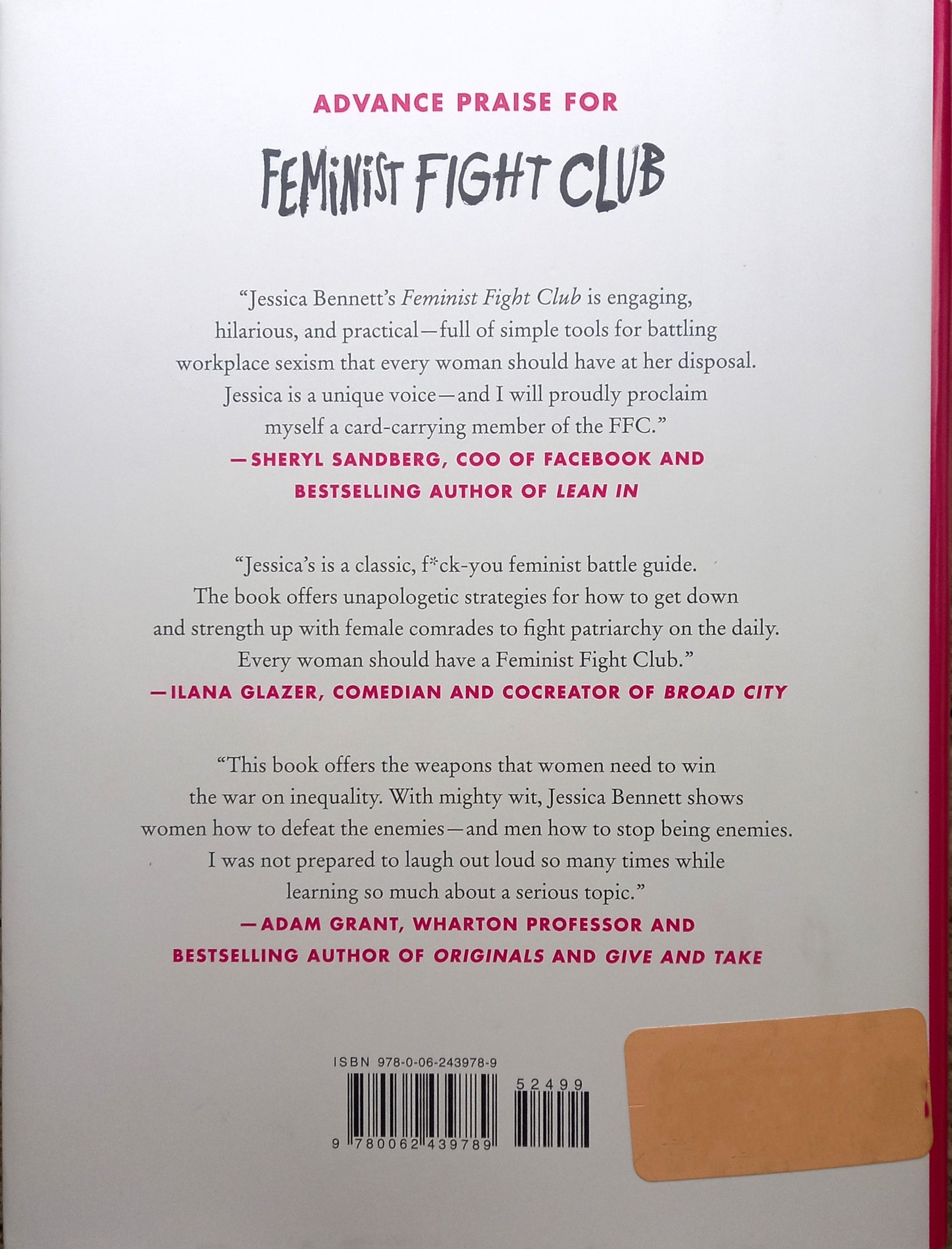 Back cover of book 'Feminist Fight Club: A Survival Manual (for a Sexist Workplace)' by Jessica Bennett.