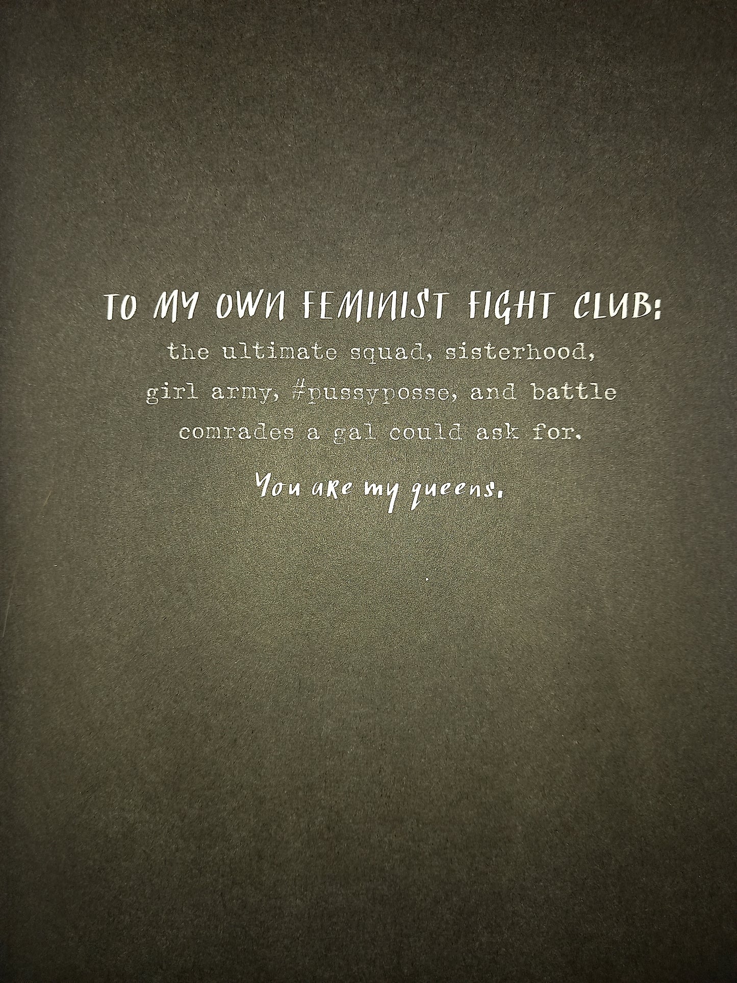 Dedication page from book 'Feminist Fight Club: A Survival Manual (for a Sexist Workplace)' by Jessica Bennett.