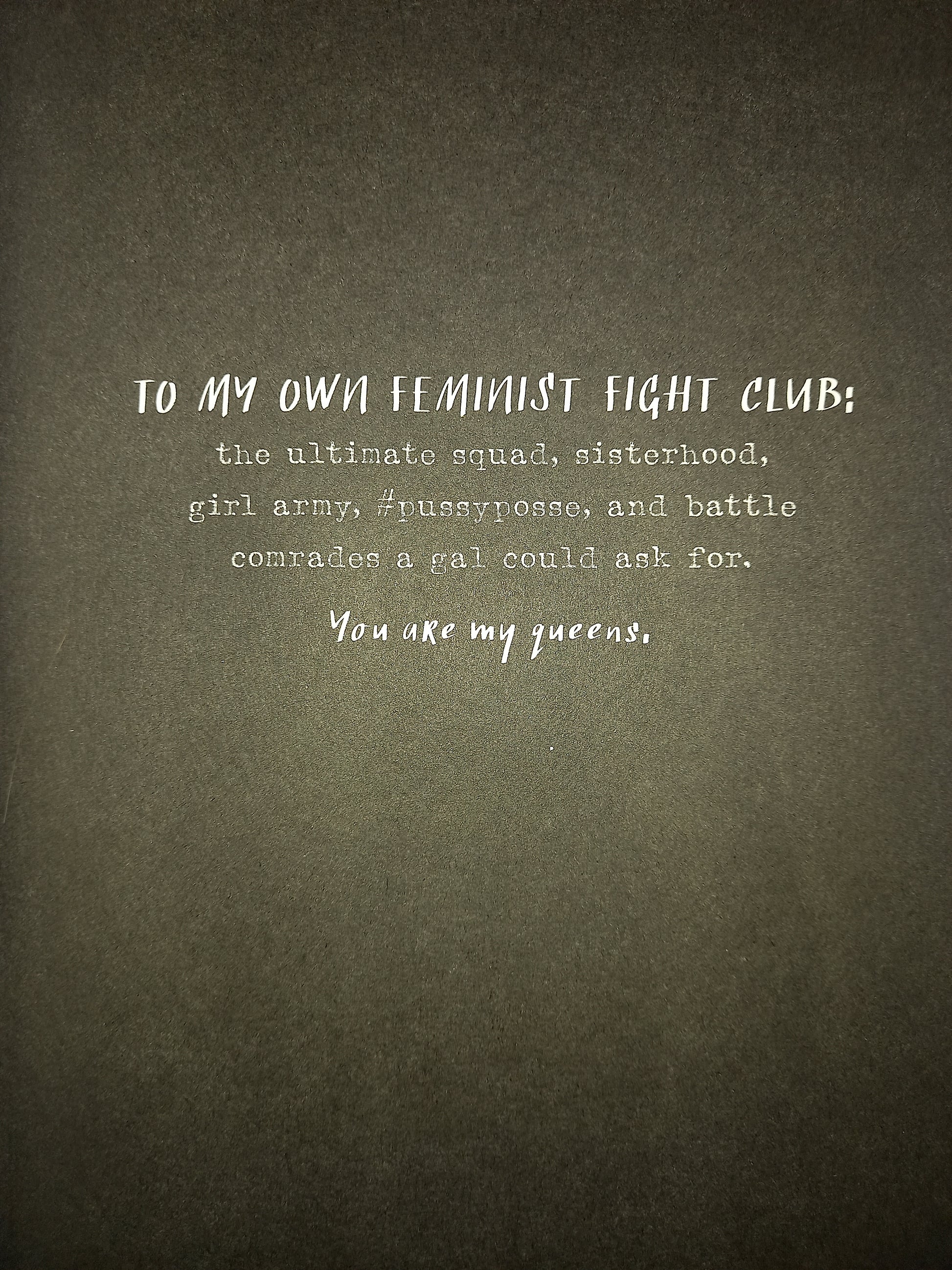 Dedication page from book 'Feminist Fight Club: A Survival Manual (for a Sexist Workplace)' by Jessica Bennett.