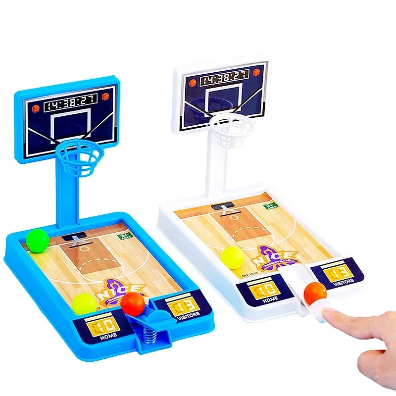 Two toy basketball games with digital displays on a white background