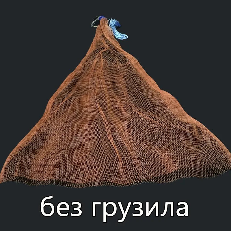 Brown fishing net without a weight on a black background