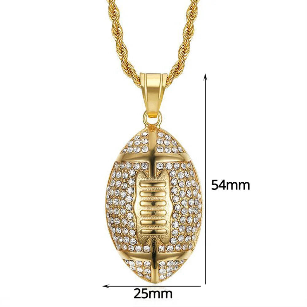 Bust-Down Football Pendant Necklace – Rope Chain for Ballers