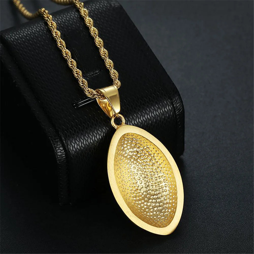 Bust-Down Football Pendant Necklace – Rope Chain for Ballers