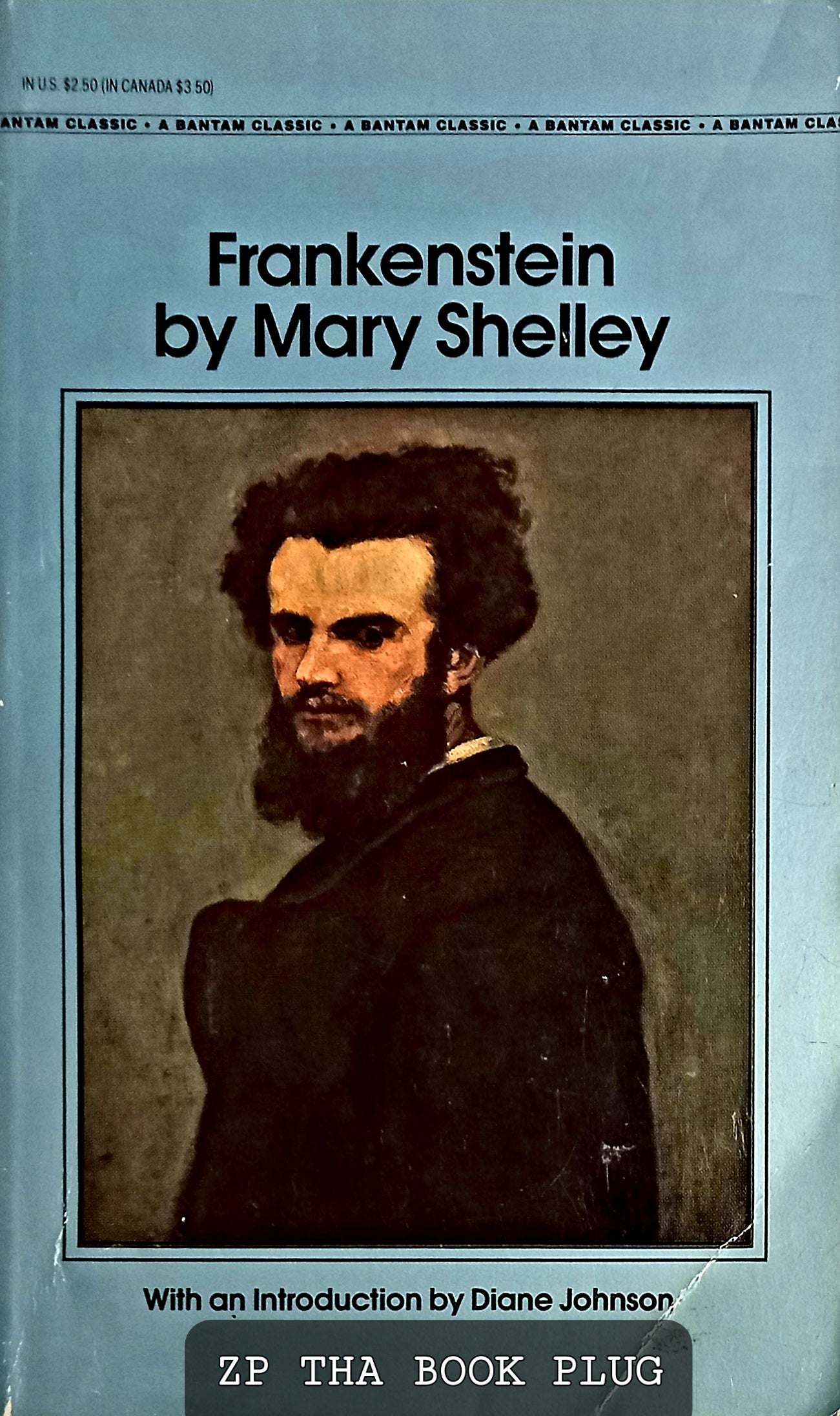 Book cover of 'Frankenstein' by Mary Shelley with an introduction by Diane Johnson, featuring a portrait of Mary Shelley.