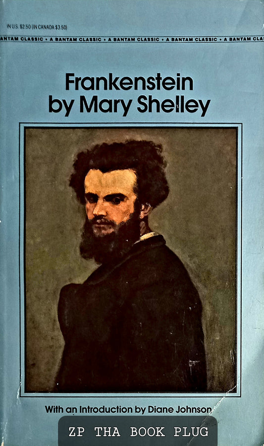 Book cover of 'Frankenstein' by Mary Shelley with an introduction by Diane Johnson, featuring a portrait of Mary Shelley.