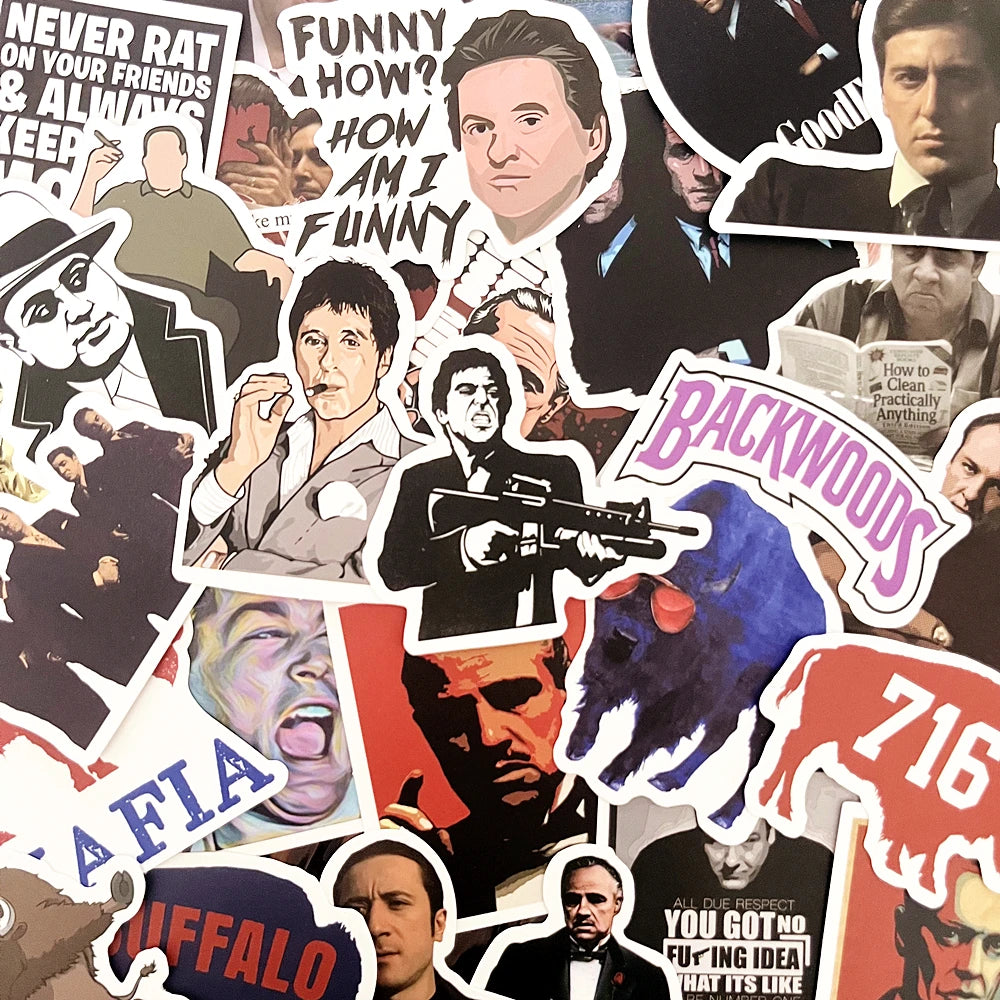 Gambino Bambino Gifts: 50-pack Bundle of Mafia Stickers | Featuring Classic Mafioso Moments