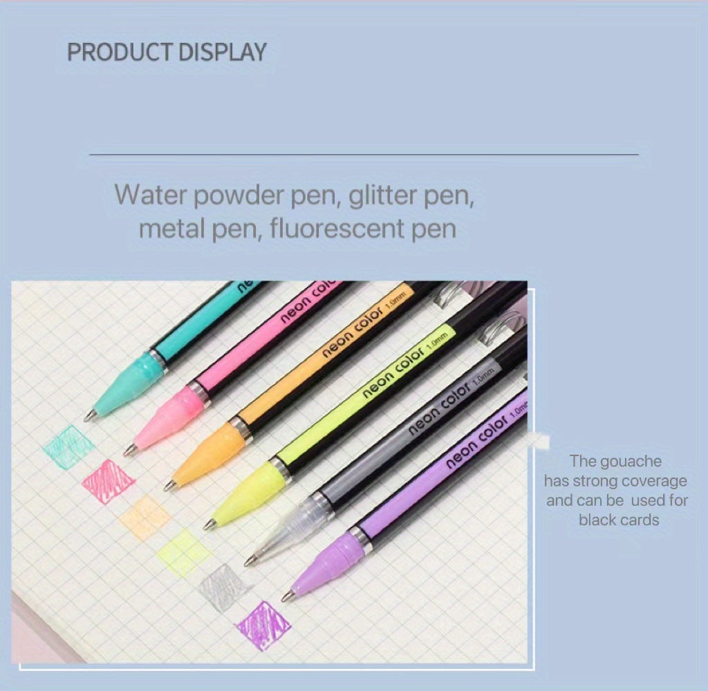 Set of colorful pens with gouache on a textured surface