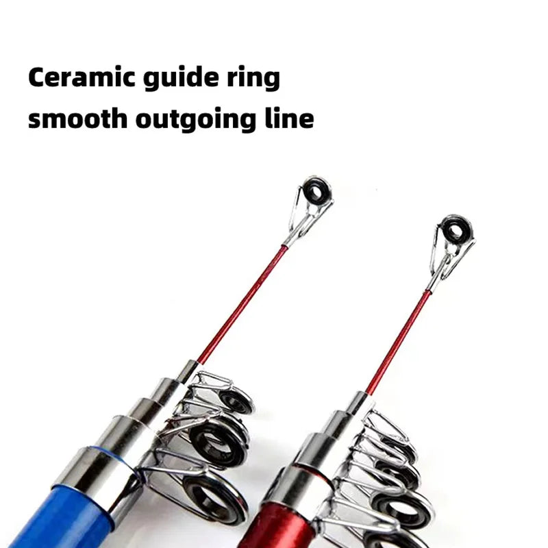 Two fishing rods with ceramic guide rings on a white background