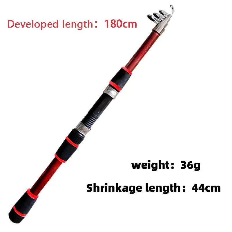 Fishing rod with specifications on a white background