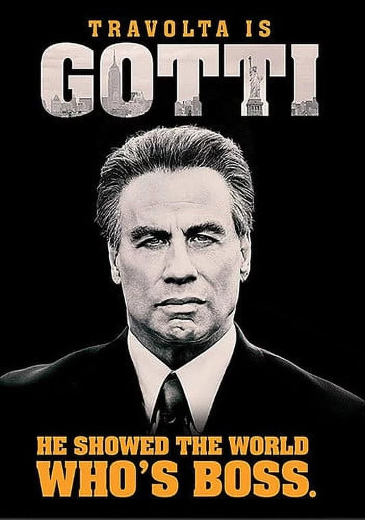 DVD cover featuring John Travolta's portrait with the title 'Gotti' and the text 'He showed the world who's boss.'