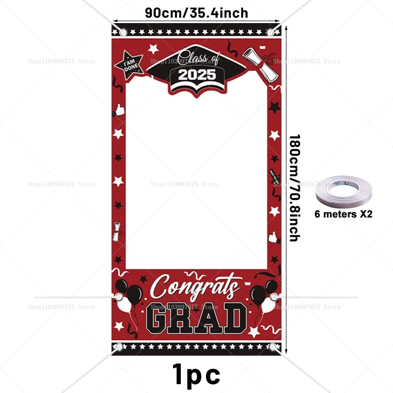 Graduation-themed photo frame with 'Congrats Grad' text and measurements on a white background