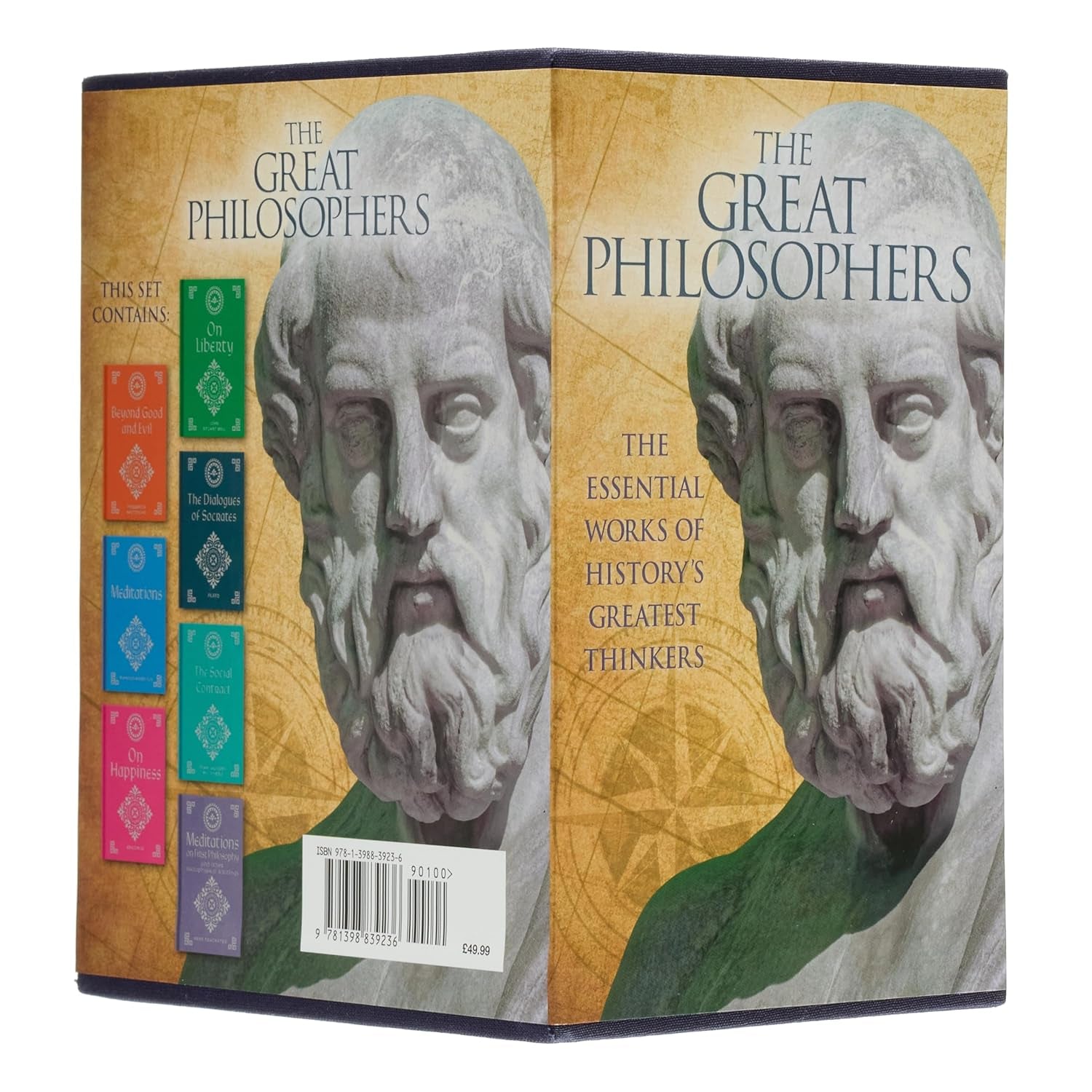 Full box set image displaying 'Great Philosophers Collection: Deluxe 7-Book Box Set' Collection.