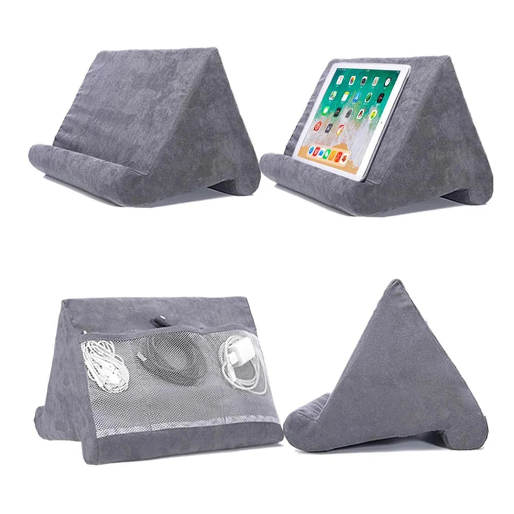 Grey 'Multipurpose display of 'Pad Prop Pillow Tablet Stand | Soft Sponge Wedge for Reading, Streaming & Gaming' Model.