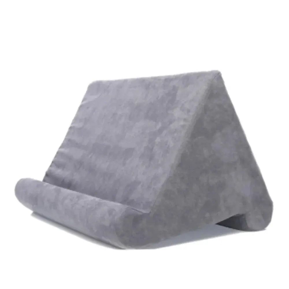 Grey 'Multipurpose display of 'Pad Prop Pillow Tablet Stand | Soft Sponge Wedge for Reading, Streaming & Gaming' Model backside.