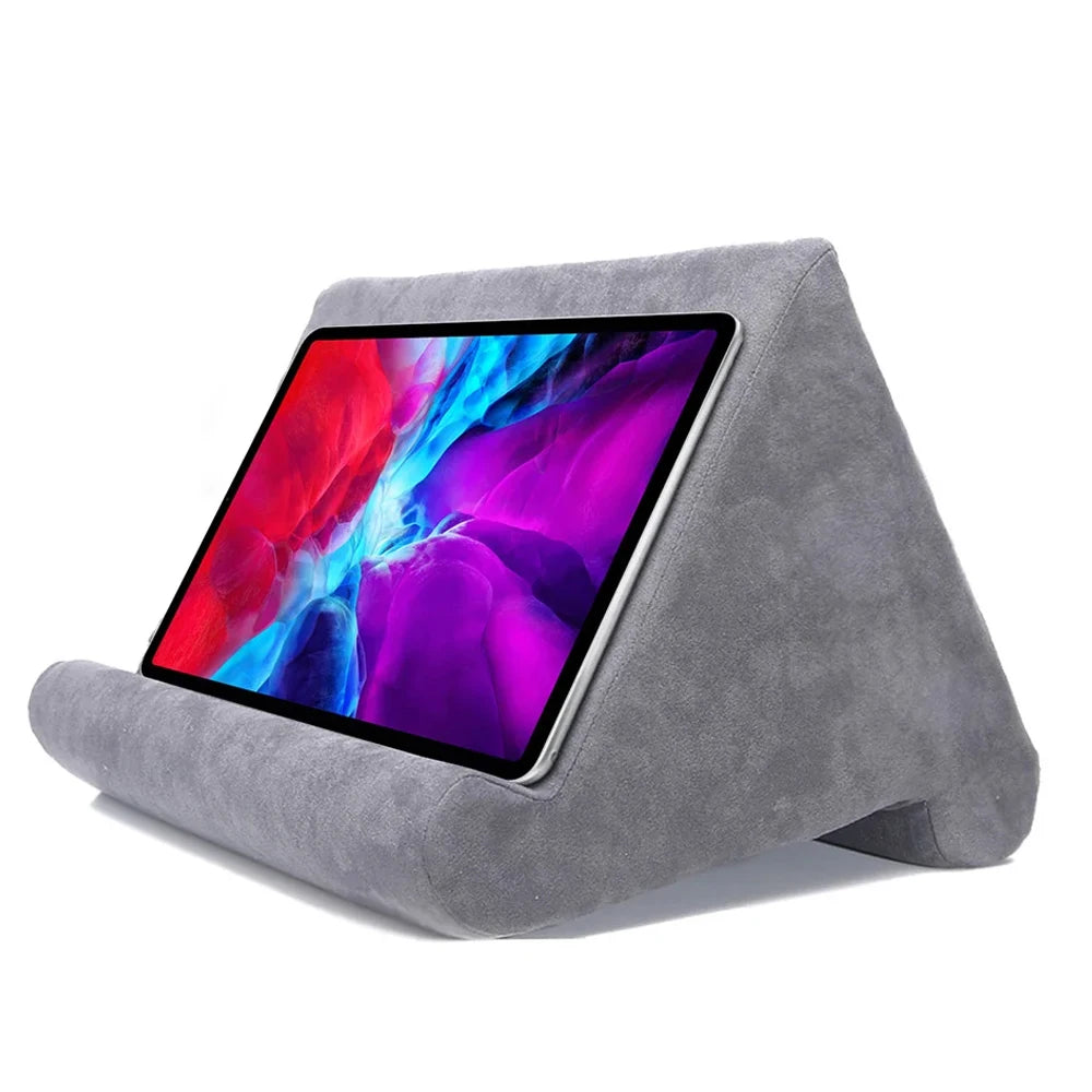 Grey 'Multipurpose display of 'Pad Prop Pillow Tablet Stand | Soft Sponge Wedge for Reading, Streaming & Gaming' Model.