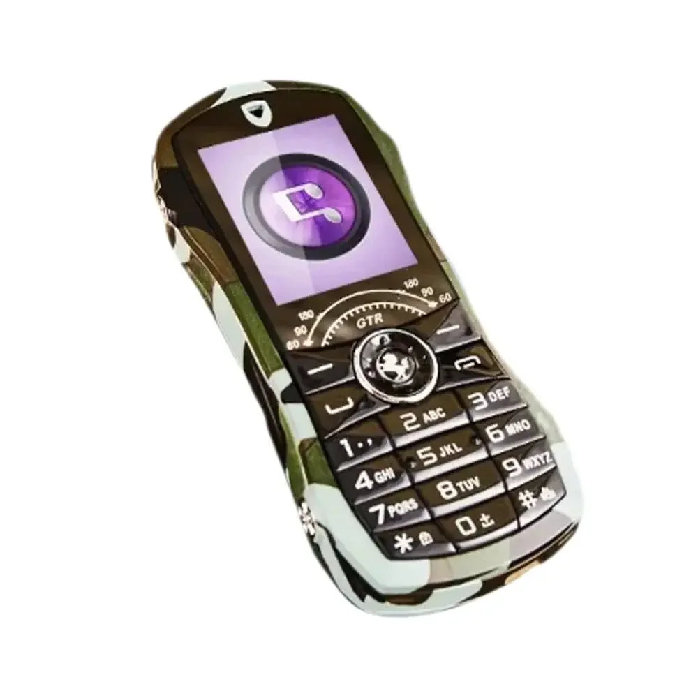 2G cellphone with camouflage design on a white background