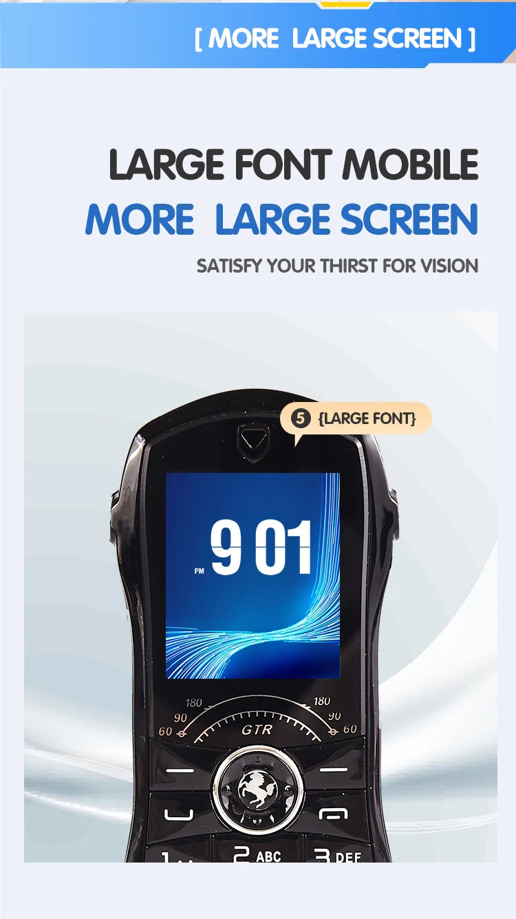 Large font mobile phone with blue screen