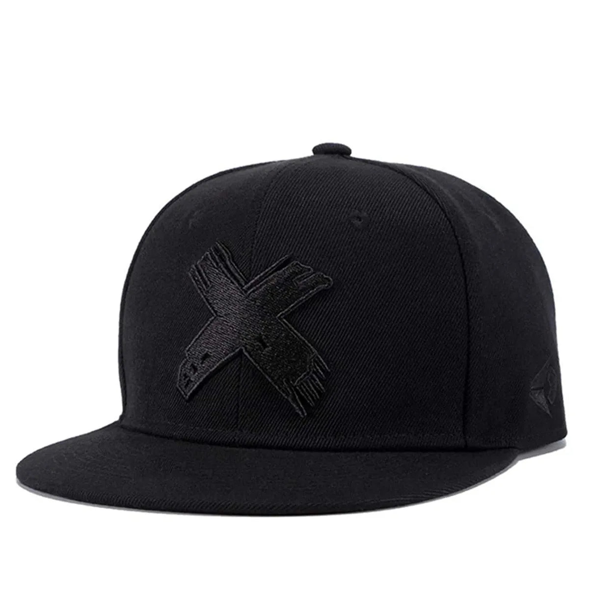 Black cap with a x-logo on a white background
