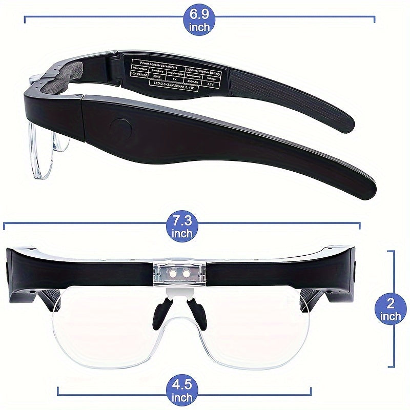 Black magnifying glasses with measurements on a white background