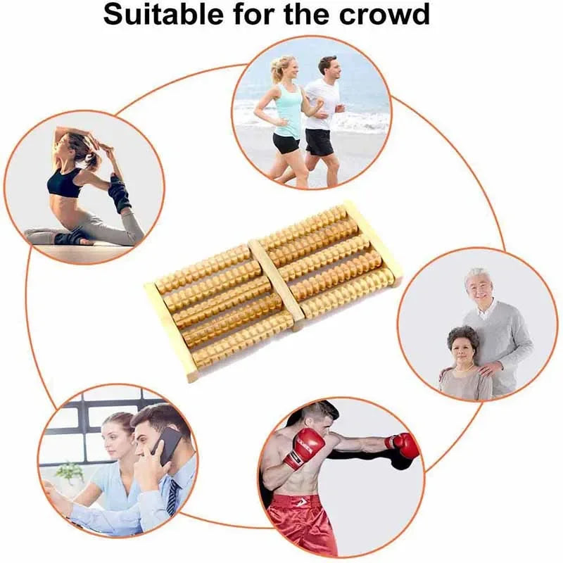 Healthy Feet Manual Massage | Wooden Reflexology Roller Floor Foot Massager