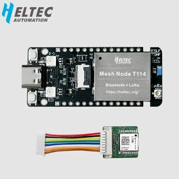 HELTEC Automation Mesh Node T114 with additional module on a light gray background