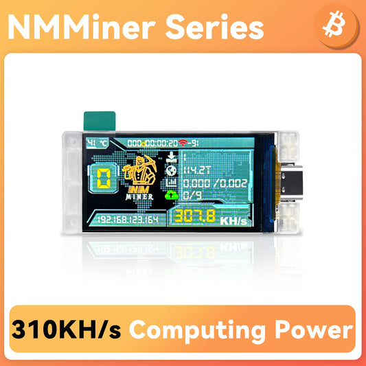 NMMiner Series device with digital display on an orange background