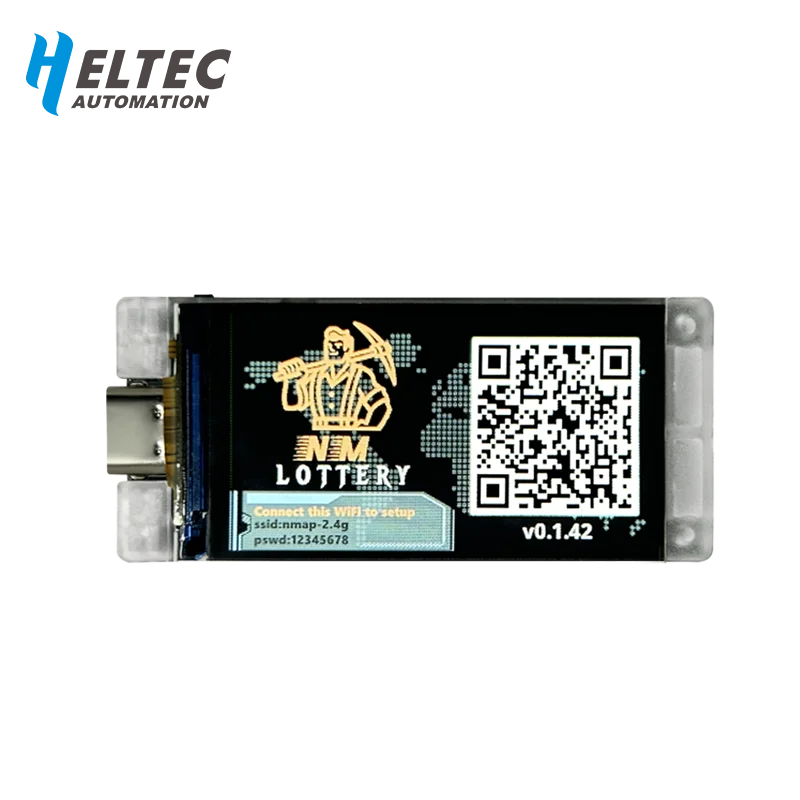 Handheld Heltec Vision Master T190 solo Bitcoin miner demonstrating its ultra-portable size for mobile crypto mining and desktop monitoring.