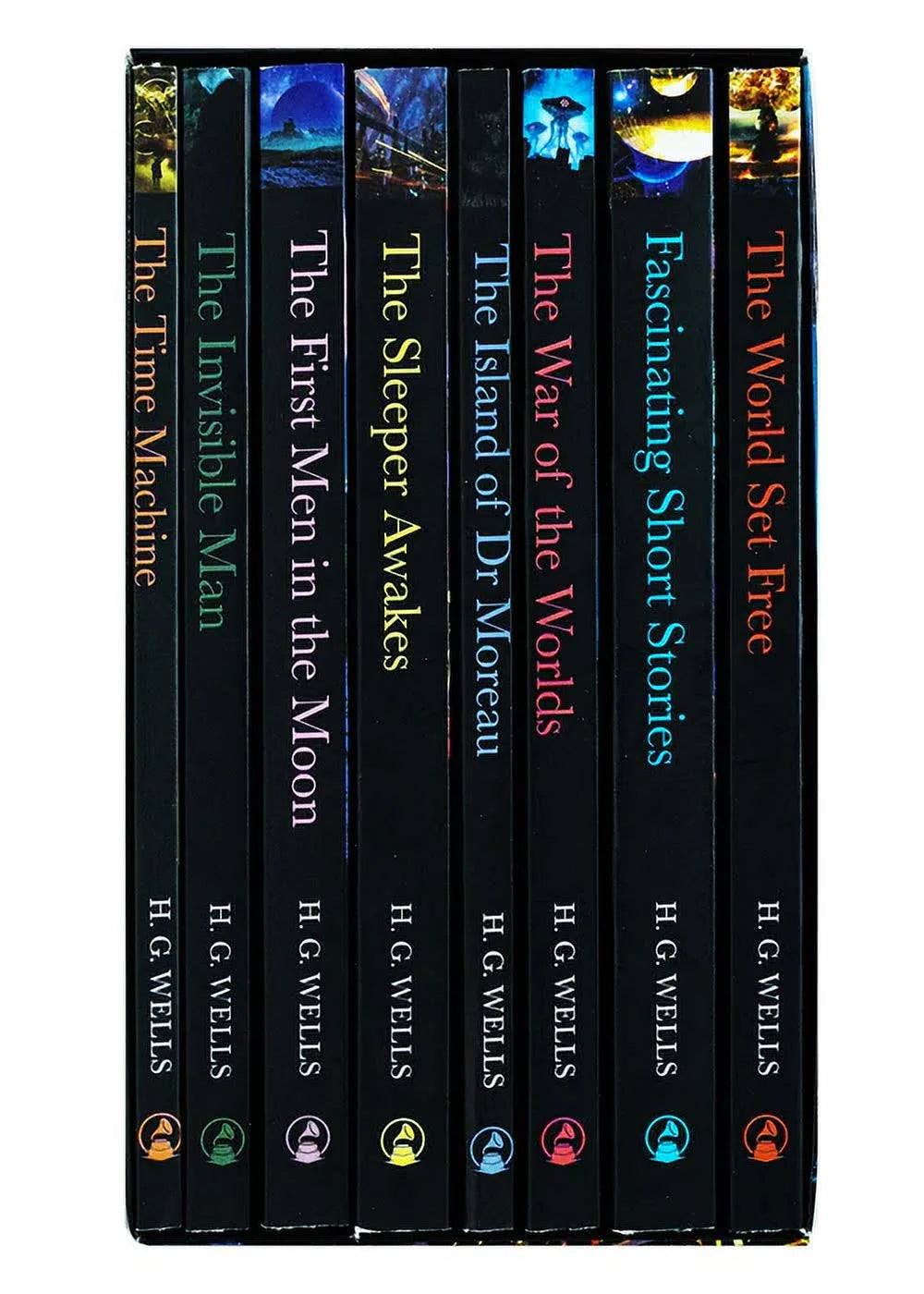display of "H.G. Wells Complete Book Box-Set" sowing all book titles.